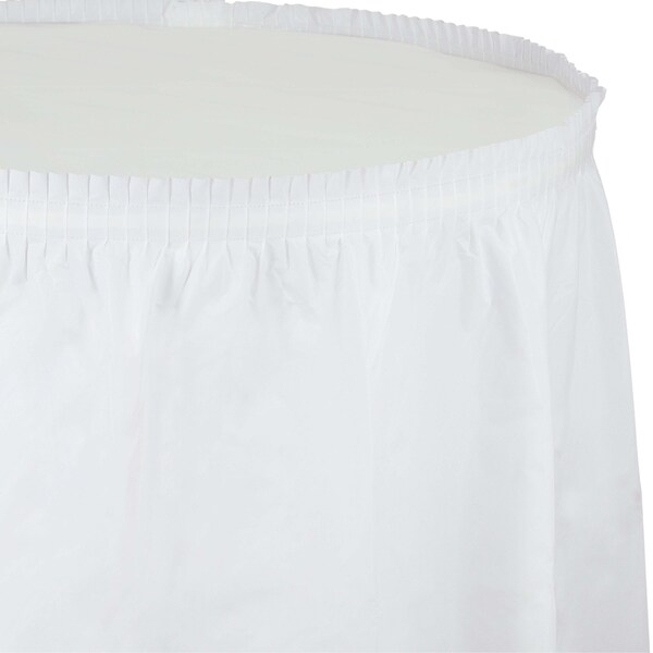 Touch Of Color White Plastic Tableskirt, 14', 6PK 010047C - main